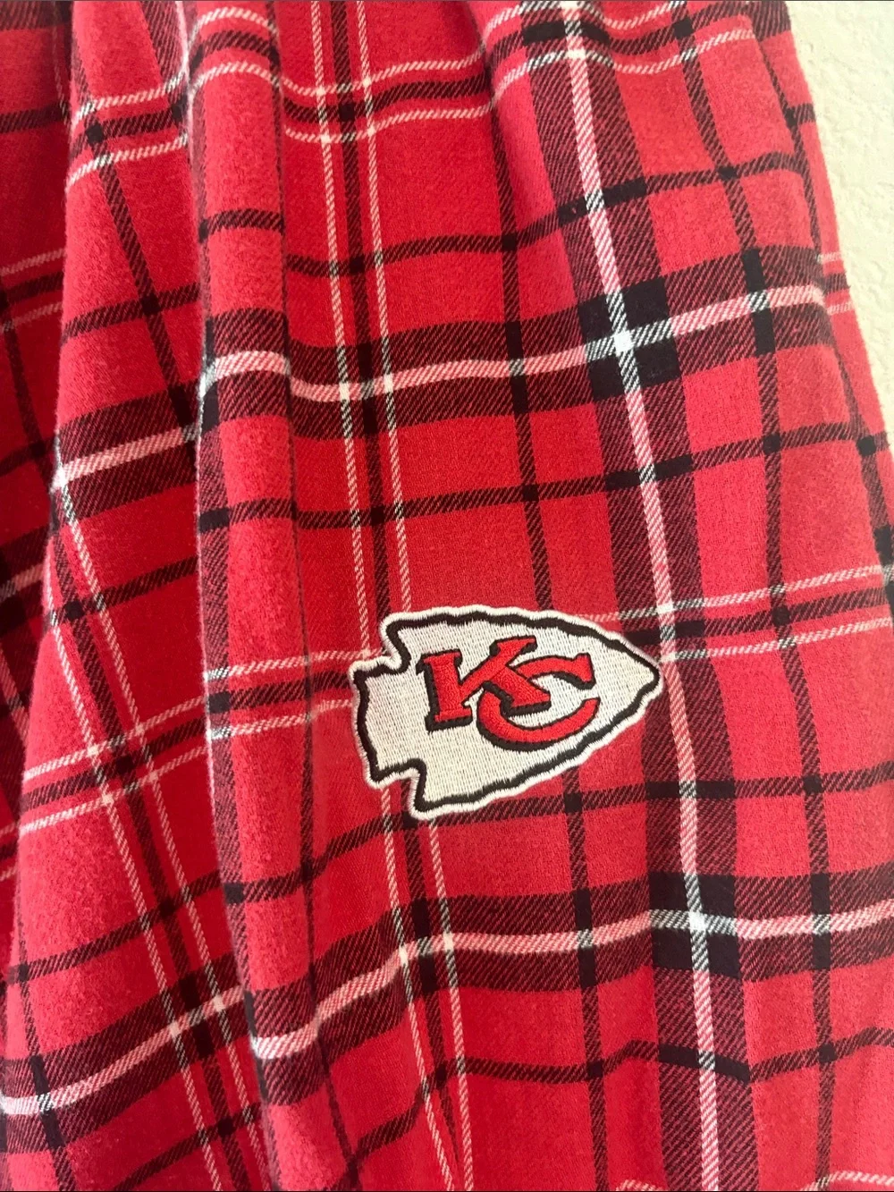 Team Apparel Red Plaid Men's drawstring pajama pants 2X Kansas City Chiefs